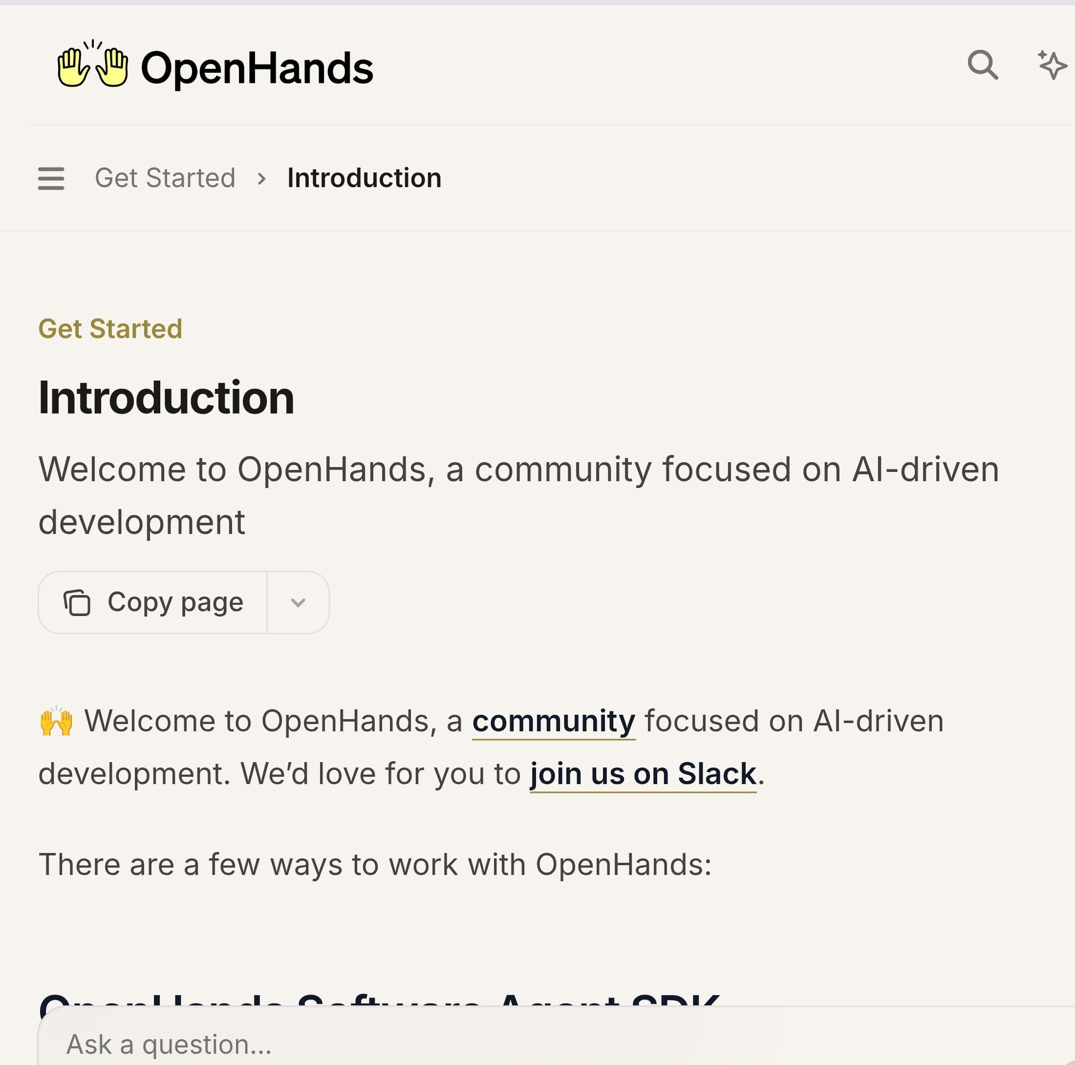 openhands 网站截图