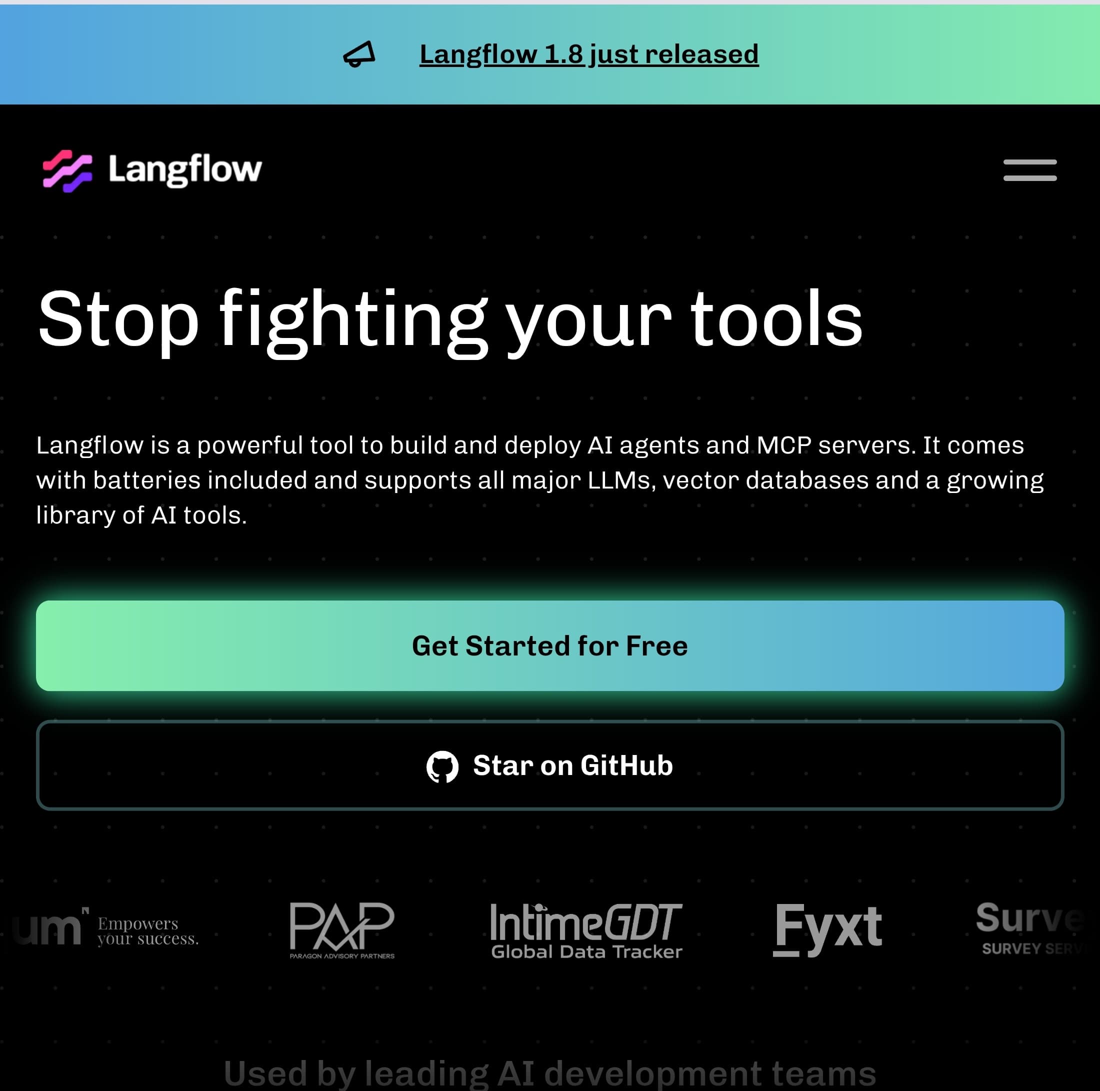 Langflow 网站截图